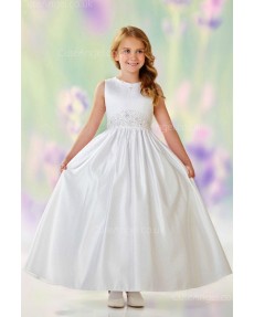 Girls Dress Style 0610618 Ivory Floor-length Beading Round A-line Dress in Choice of Colour