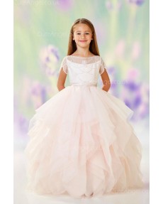 Girls Dress Style 0611618 Candy Pink Floor-length Tiered Bateau A-line Dress in Choice of Colour