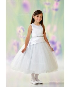Girls Dress Style 0611818 Ivory Tea-length Beading Round A-line Dress in Choice of Colour