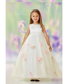 Girls Dress Style 0612218 Champagne Floor-length Hand Made Flower Round A-line Dress in Choice of Colour