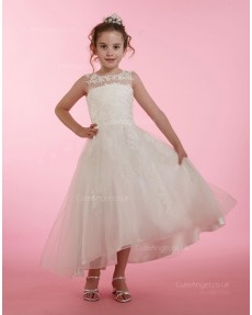 Girls Dress Style 0614818 Ivory Ankle Length Lace Bateau A-line Dress in Choice of Colour