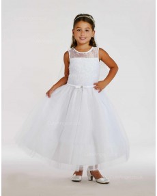 Girls Dress Style 0615818 Ivory Ankle Length Belt Round A-line Dress in Choice of Colour