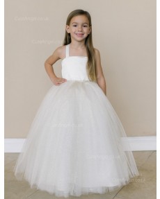 Girls Dress Style 0616218 White Floor-length Beading Square Ball Gown Dress in Choice of Colour