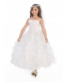 Girls Dress Style 0616418 Ivory Floor-length Crystal Square Ball Gown Dress in Choice of Colour