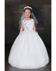 Girls Dress Style 0617218 Ivory Floor-length Applique Round A-line Dress in Choice of Colour