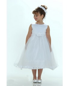 Girls Dress Style 0617718 Ivory Tea-length Lace , Hand Made Flower Round A-line Dress in Choice of Colour