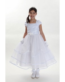 Girls Dress Style 0617818 Ivory Tea-length Hand Made Flower Square A-line Dress in Choice of Colour