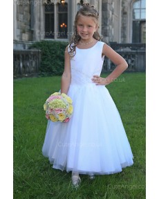 Girls Dress Style 0618118 Ivory Floor-length Beading , Bowknot Bateau A-line Dress in Choice of Colour