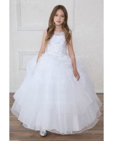 Girls Dress Style 0621718 Ivory Floor-length Beading Bateau Ball Gown Dress in Choice of Colour