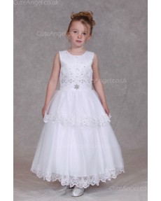 Girls Dress Style 0624818 Ivory Ankle Length Lace , Beading , Bowknot Bateau A-line Dress in Choice of Colour