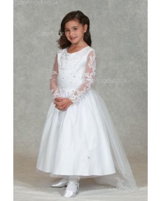 Girls Dress Style 0624918 Ivory Ankle Length Lace Round A-line Dress in Choice of Colour
