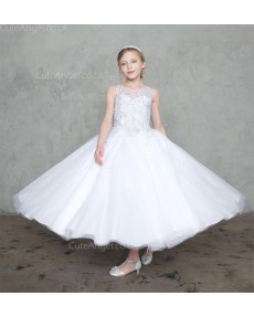 Girls Dress Style 0627818 Ivory Ankle Length Lace Bateau A-line Dress in Choice of Colour
