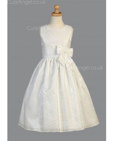 Girls Dress Style 067618 Ivory Floor-length Bowknot Bateau A-line Dress in Choice of Colour