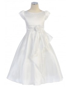 Girls Dress Style 068918 Ivory Floor-length hand Made Flower Bateau A-line Dress in Choice of Colour