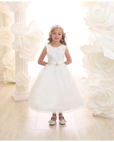 Girls Dress Style 069418 Ivory Ankle Length Beading Round A-line Dress in Choice of Colour