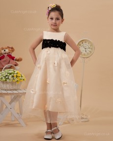 Beautiful Best Champagne Tea-length A-line Pageant / First Communion Dress