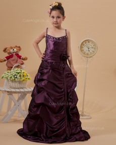 Budget Amazing Burgundy Sweep A-line First Communion / Pageant Dress