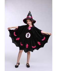 Kids Girls Halloween Clothes Costume Dress Party Cloak+Hat+Pumpkin Bag Outfit children's Halloween gift 