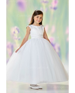 Girls Dress Style 0610118 Ivory Ankle Length Bowknot Bateau A-line Dress in Choice of Colour