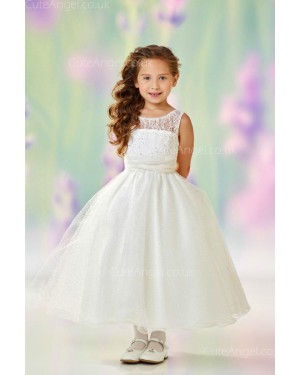 Girls Dress Style 0612418 Ivory Tea-length Beading Bateau A-line Dress in Choice of Colour