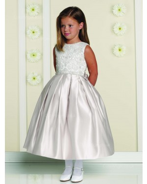 Girls Dress Style 0613318 Ivory Tea-length Lace Bateau A-line Dress in Choice of Colour