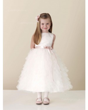 Girls Dress Style 0613518 Blushing Pink Ankle Length Tiered Bateau A-line Dress in Choice of Colour