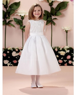 Girls Dress Style 0613818 Ivory Tea-length Hand Made Flower Bateau A-line Dress in Choice of Colour