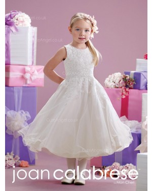 Girls Dress Style 0613918 Ivory Tea-length Lace Round A-line Dress in Choice of Colour