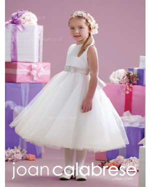 Girls Dress Style 0614018 Ivory Tea-length Beading Round A-line Dress in Choice of Colour