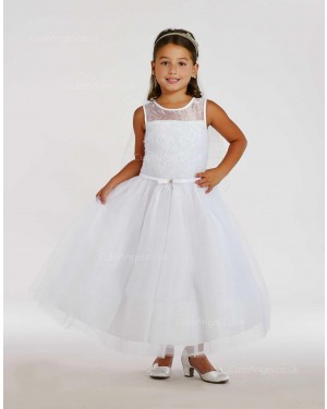 Girls Dress Style 0615818 Ivory Ankle Length Belt Round A-line Dress in Choice of Colour