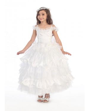 Girls Dress Style 0616618 Ivory Ankle Length Layers Bateau Ball Gown Dress in Choice of Colour