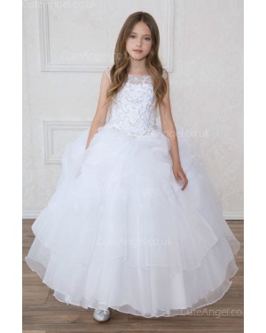 Girls Dress Style 0621718 Ivory Floor-length Beading Bateau Ball Gown Dress in Choice of Colour