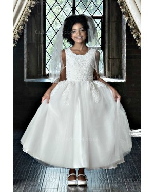 Girls Dress Style 0622818 Ivory Ankle Length Applique Bateau A-line Dress in Choice of Colour