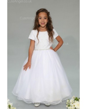 Girls Dress Style 0625618 White Floor-length Beading Bateau A-line Dress in Choice of Colour