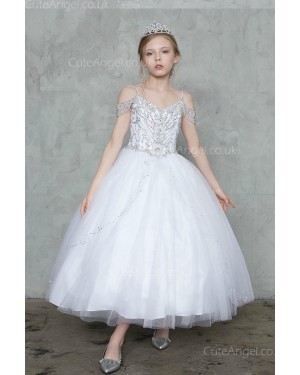 Girls Dress Style 0627618 Ivory Ankle Length Beading V-neck Ball Gown Dress in Choice of Colour