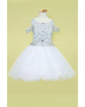 Girls Dress Style 0628318 White Mini Beading Bateau A-line Dress in Choice of Colour