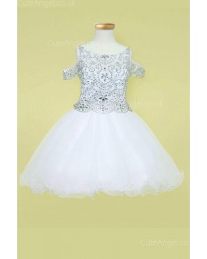 Girls Dress Style 0628318 White Mini Beading Bateau A-line Dress in Choice of Colour