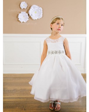 Girls Dress Style 064218 Ivory Ankle Length Lace Bateau A-line Dress in Choice of Colour