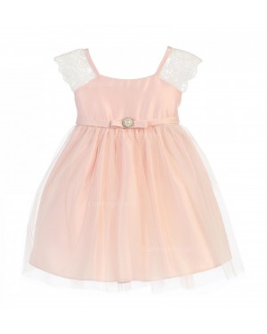 Girls Dress Style 066718 Candy Pink Knee-Length Lace Bateau A-line Dress in Choice of Colour