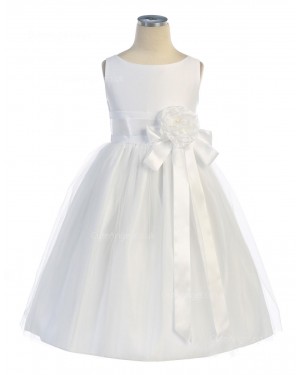 Girls Dress Style 067118 Ivory Floor-length Hand Made Flower Bateau A-line Dress in Choice of Colour