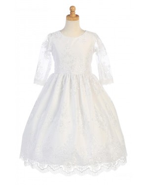 Girls Dress Style 067518 Ivory Floor-length Lace Round A-line Dress in Choice of Colour