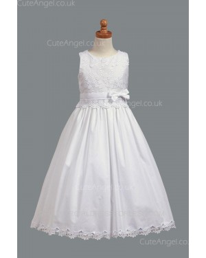 Girls Dress Style 067918 Ivory Floor-length Lace , Applique Round A-line Dress in Choice of Colour