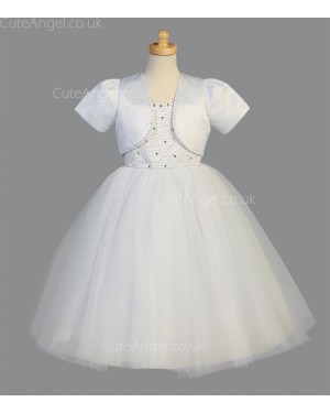 Girls Dress Style 068018 Ivory Floor-length Beading Bateau A-line Dress in Choice of Colour