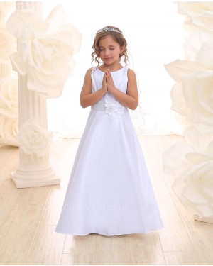 Girls Dress Style 068818 Ivory Floor-length hand Made Flower Bateau A-line Dress in Choice of Colour