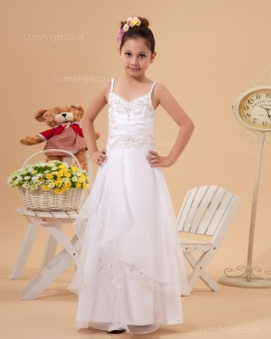 Beautiful Girls Ivory Floor-length A-line First Communion / Flower Girl Dress