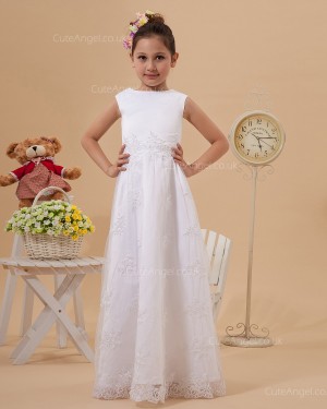 Budget Best Ivory Floor-length A-line First Communion / Flower Girl Dress