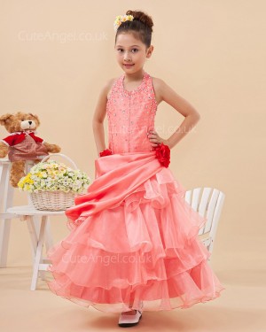 Budget Best Watermelon Floor-length A-line First Communion / Pageant Dress