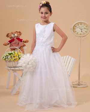 Budget Princess Applique Softly Curved Collar Flower Girl Dress