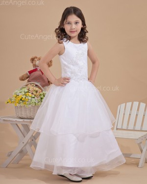 Budget Stunning Ivory Floor-length A-line First Communion / Flower Girl Dress