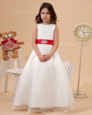 Cheap Ivory Floor-length A-line First Communion / Flower Girl Dress